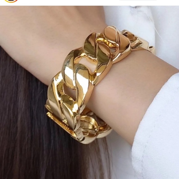 ✨ Bracelet Thick and Chunky Gold Tone Costume Statement 7” Rope Chain Bangle - Picture 1 of 6